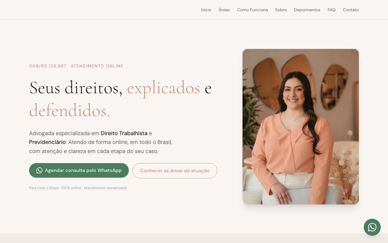 Screenshot do Échlen Kipp Advogada